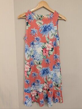Tommy Bahama Darcy Coral SPF30 Tropical Print Women's Dress Size Small
